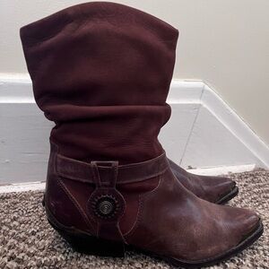 Circle S Triger Brasil Leather Vintage Slouchy Cowboy Boots Booties Size 7.5
